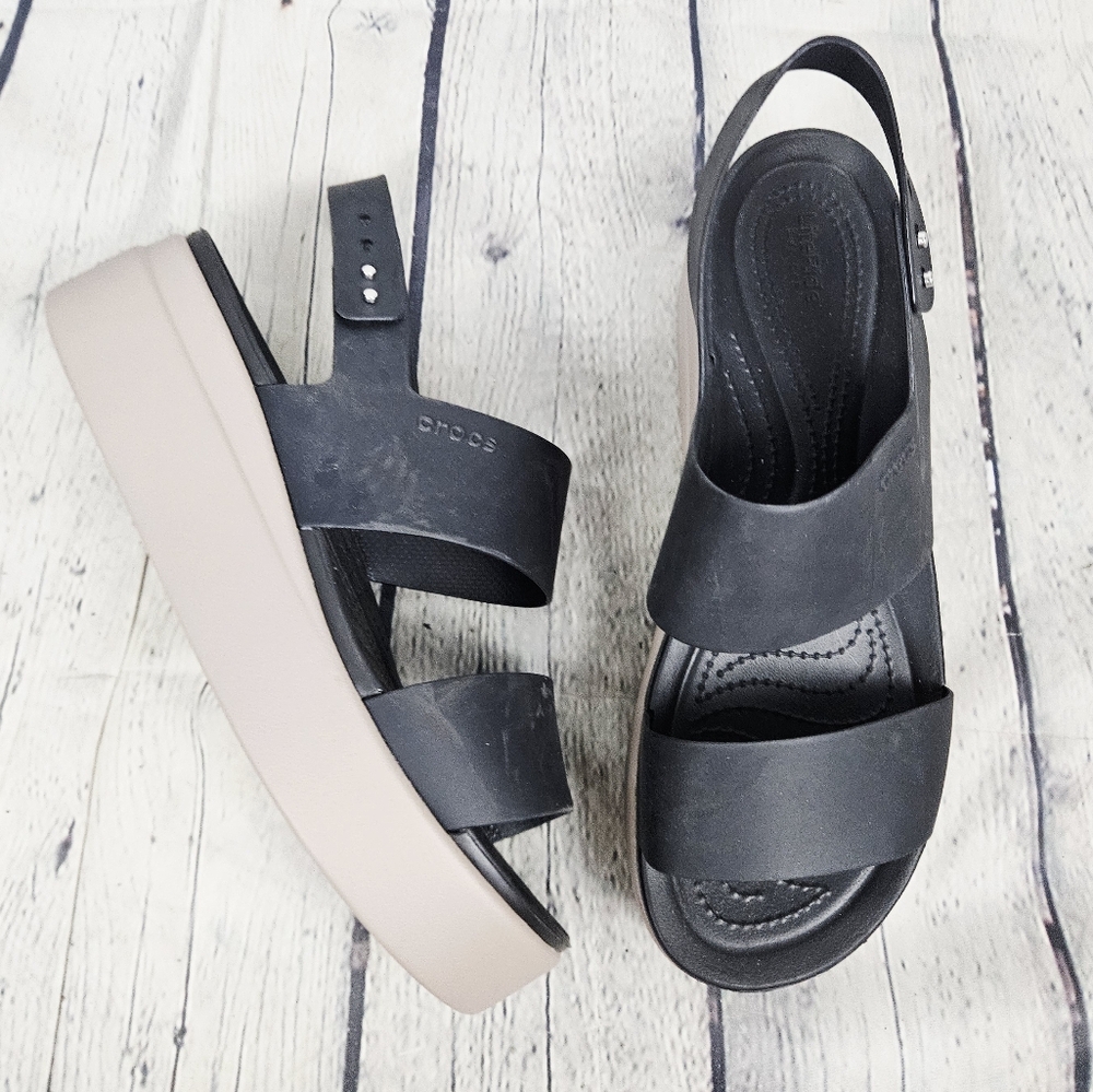 CROCS | LiteRide Brooklyn low wedge platform slingback sandals